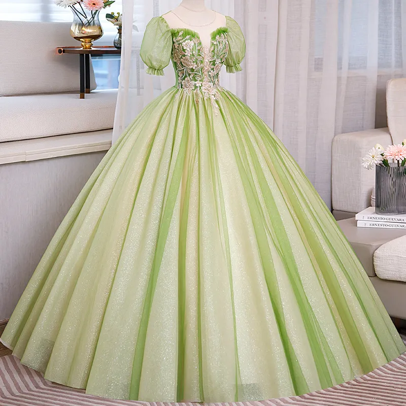 Womens Medieval Renaissance Costume Ball Gown with Short Sleeves Light Green  Beaded Rococo Style from Dhgate Theme Costume - price 119.8