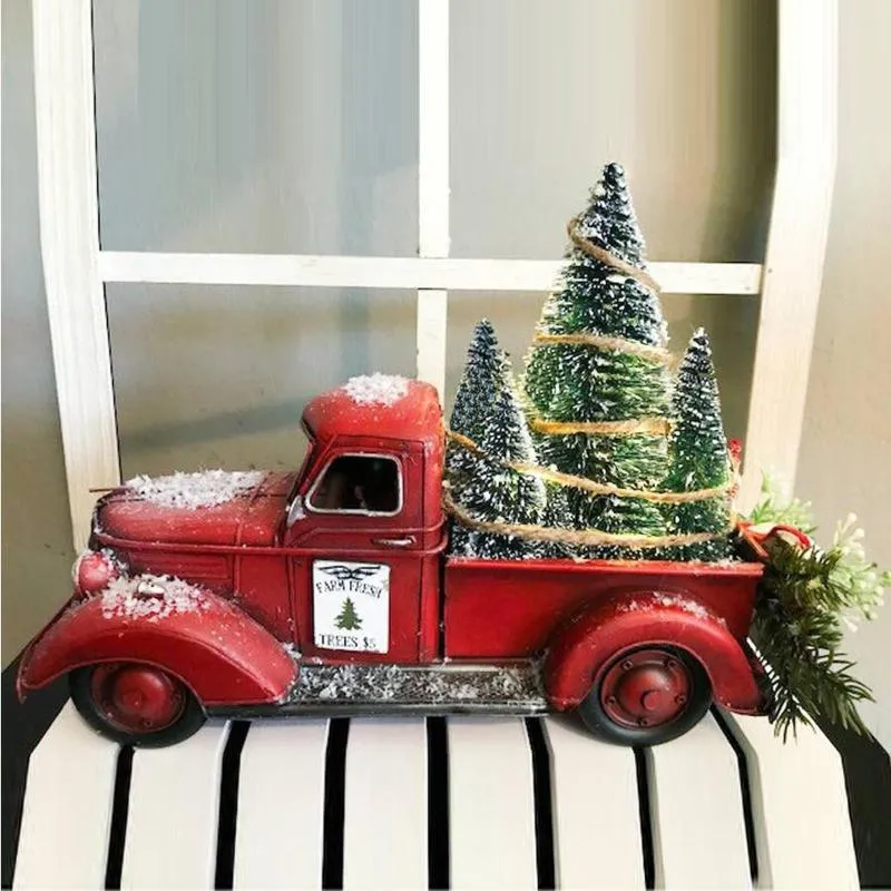 Christmas Antique Car Oldtimer Metal Model Holidays Home Decoration