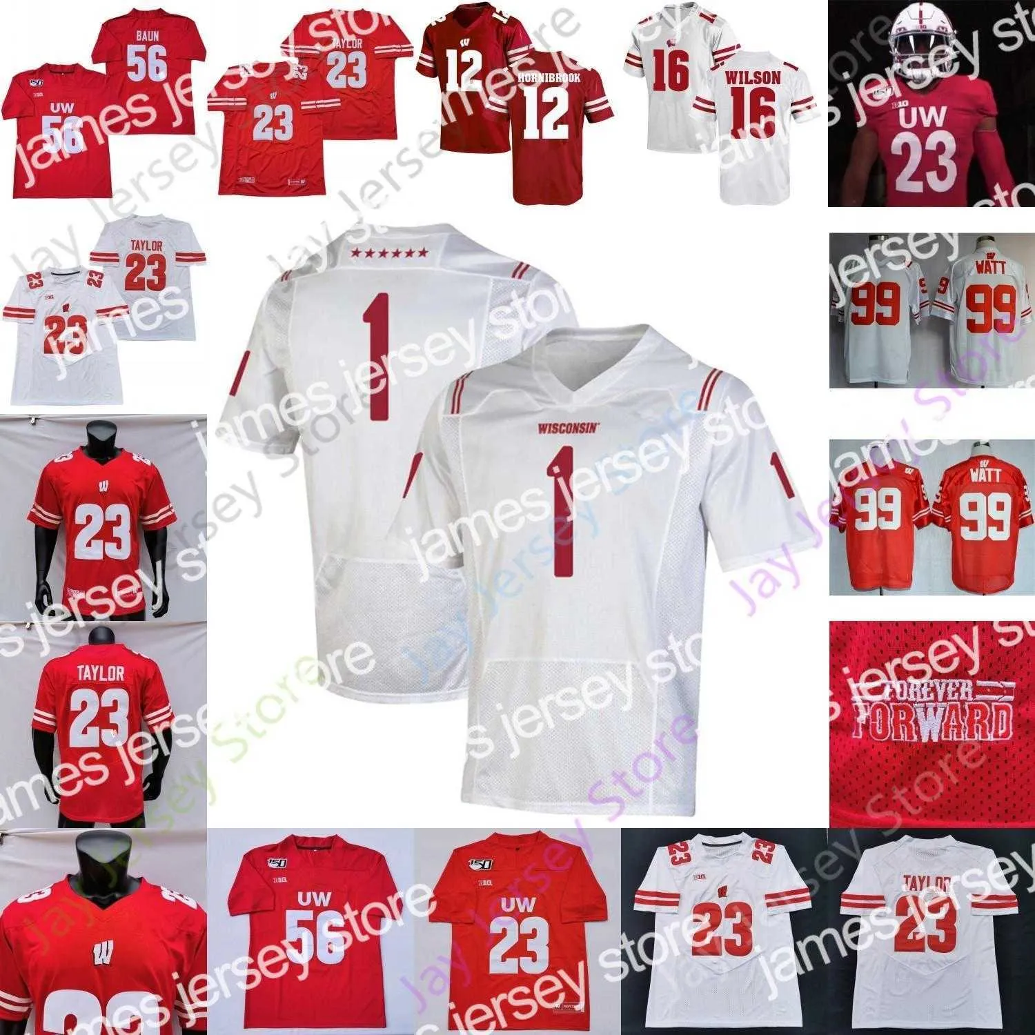 Jerseys de football Wisconsin Badgers Football Jersey NCAA College J.J Watt Russell Wilson Jake Ferguson Danny Davis III Jack Sanborn Graham Mertz Isaac Guerend