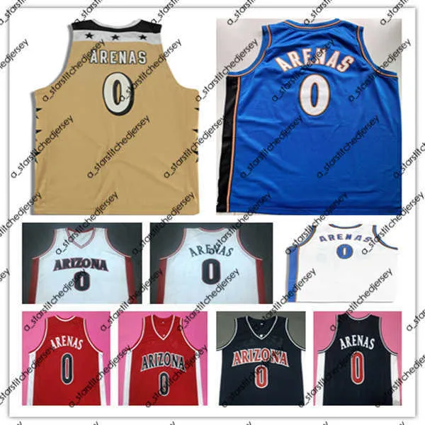 Custom College Basketball Jersey Old Time Arizona Wildcats 0 Gilbert Arenas Navy Blue Red White Yellow