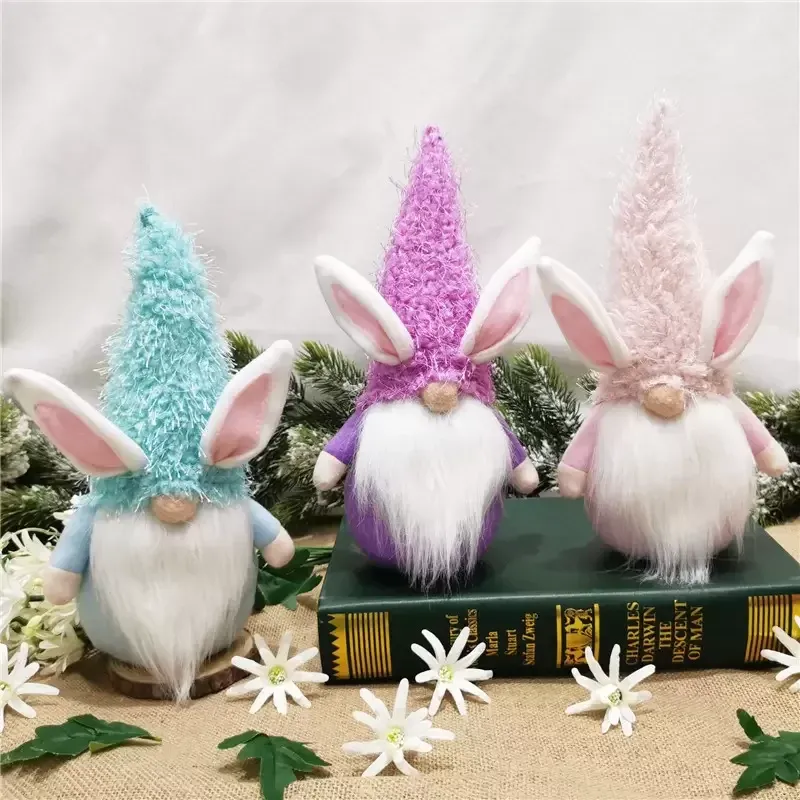 부활절 토끼 Gnome Faceels Bunny Dwarf Doll Plush Rabbit Dwarf 휴일 파티 테이블 장식 홈 액세서리 선물