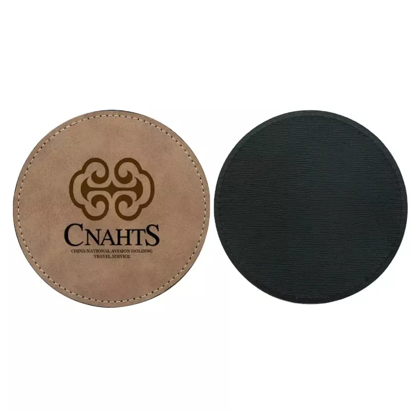 Customized Logo Square Round Shape Mug Coaster Sublimation Blanks PU Leather Tea Coffee Cup Coaster B228