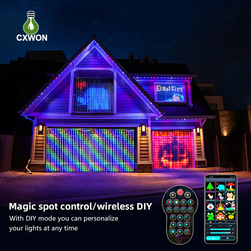 Smart LED RGB IC Curtain Fairy Strings Light Bluetooth APP Control DIY Picture Wedding Garland Decoration