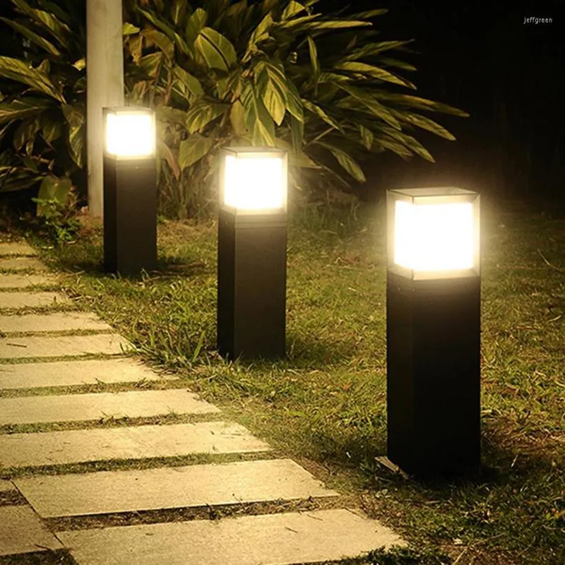 Thrisdar 60CM E27 Square Outdoor Garden Pathway Lawn Lamp Villa Courtyard Stand Pillar Light Modern Park Landscape Bollard