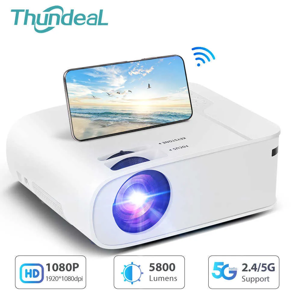 Projektörler Thundeal TD93 Projektör 5G WiFi Tam HD 1080P Projektör Büyük Ekran Android ProYector 3D Tiyatro 2K 4K Taşınabilir Video LED Beamer T221216