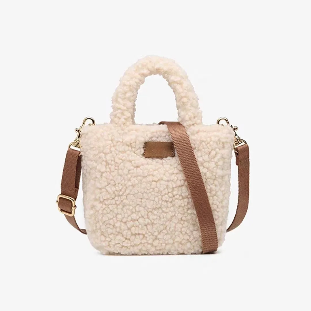 Autumn Winter Bucket Bag Casual Versatile Crossbody Shoulder Bags Lambs Wool Handbags Purses