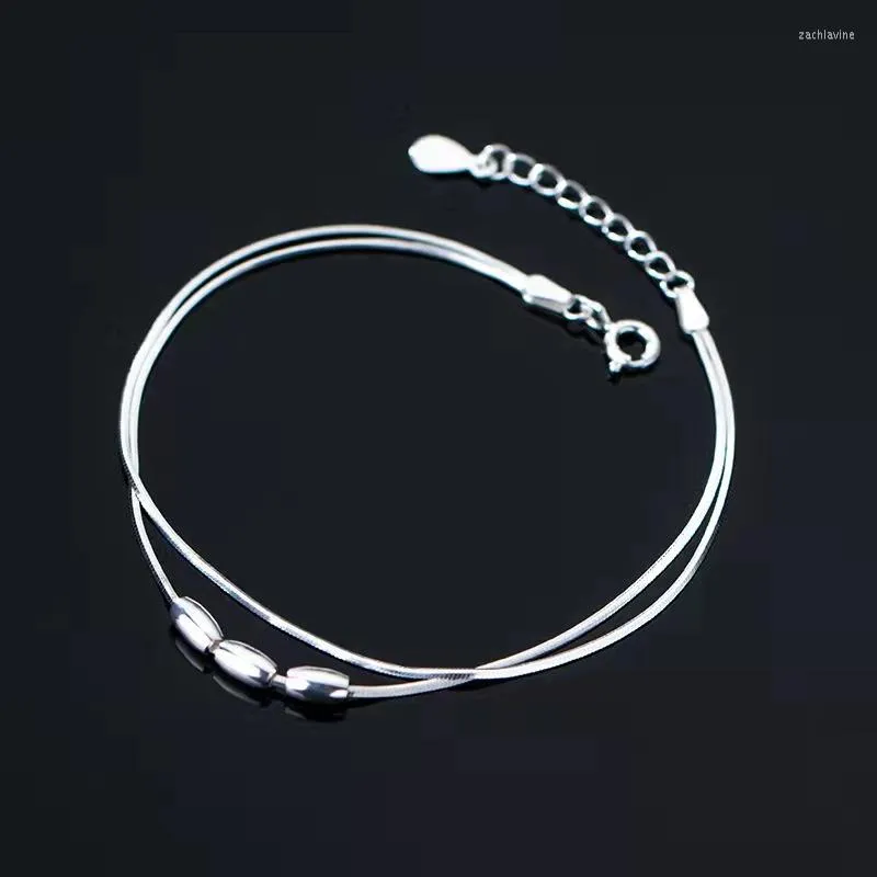 Link Bracelets 925 Sterling Silver Chain Double Layer Charm Bracelet For Women Simply Exquisite Party Wedding Accessories Jewelry