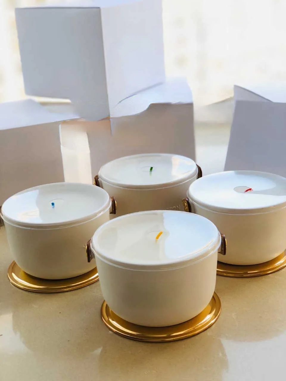 حاملات 1V Candle Garden Air White Island Window Snow Golden Leaves Tiptock Aromatherapy Wax 1216