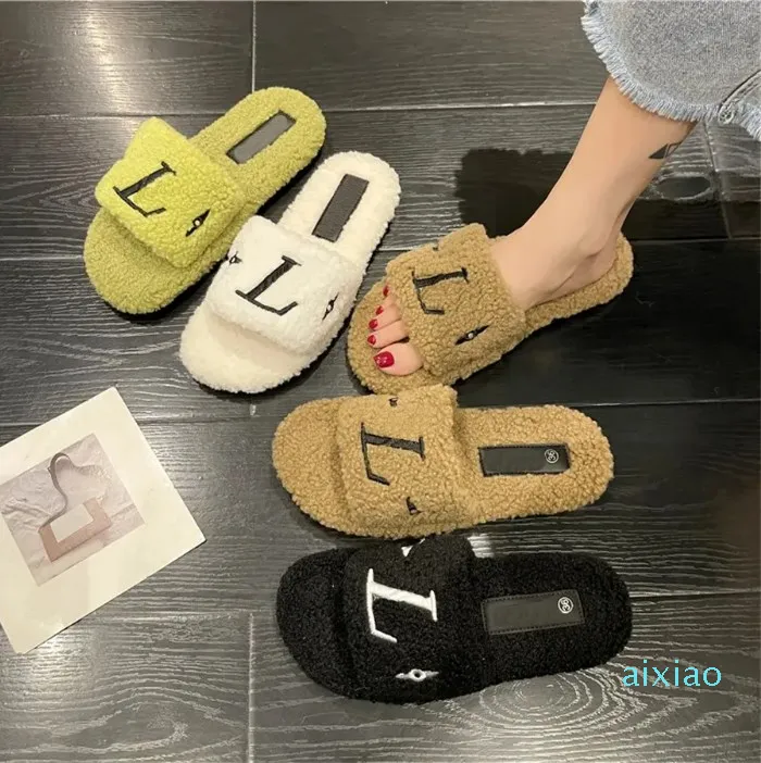 Luxury Printed Designer Hair Shoes For Men And Women Winter Warm Slides  With Flat Wool Slippers Women And Fashionable Design From Aixiao, $59.57