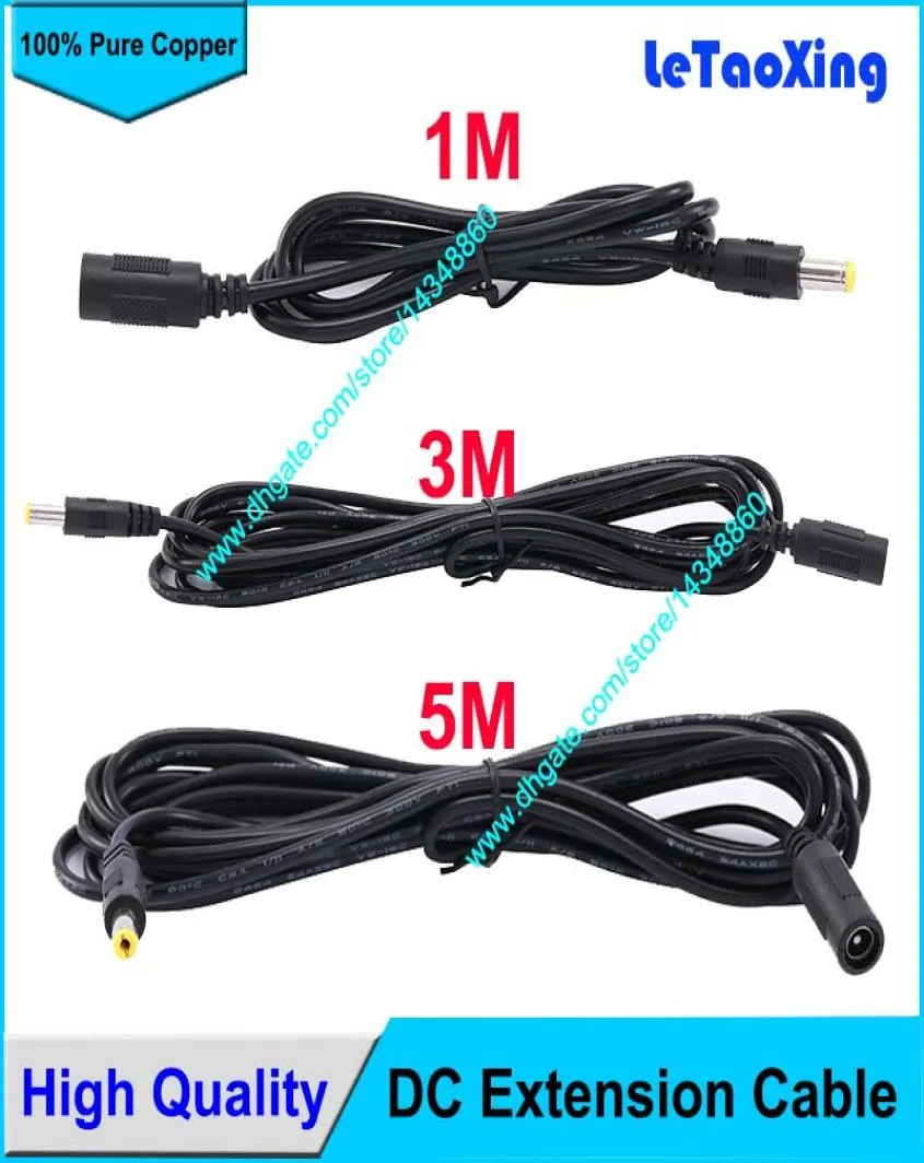 100 pcs DC Power vrouw naar mannelijke plug -kabeladapter DC Extension Cord 5 3 1 meter 55 mm x 21 mm 5739227