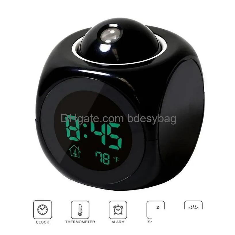 Desk Table Clocks Digital Alarm Clock Led Projector Temperature Time