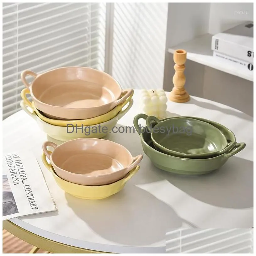 bowls matte two ear salad bowl irregular ceramic large serving plate simple tableware