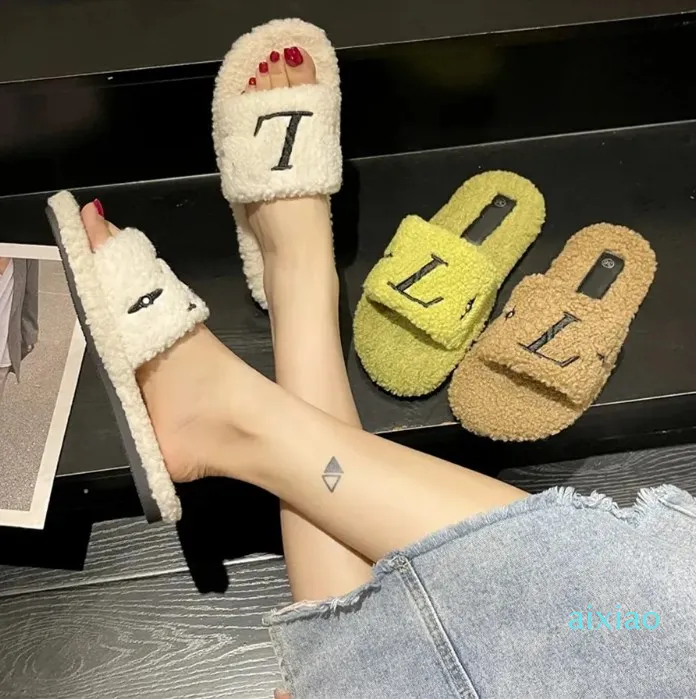 Luxury Printed Designer Hair Shoes For Men And Women Winter Warm Slides  With Flat Wool Slippers Women And Fashionable Design From Aixiao, $59.57