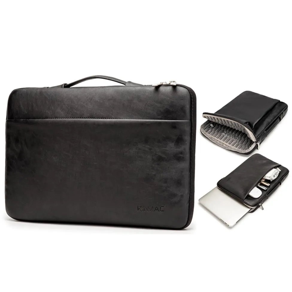 Kinmac Leather 360 ﾰ Skyddsvattenbeständig laptop-väska 12 5 tum-13 3 tum bärbar datorhylsa med handtag2339