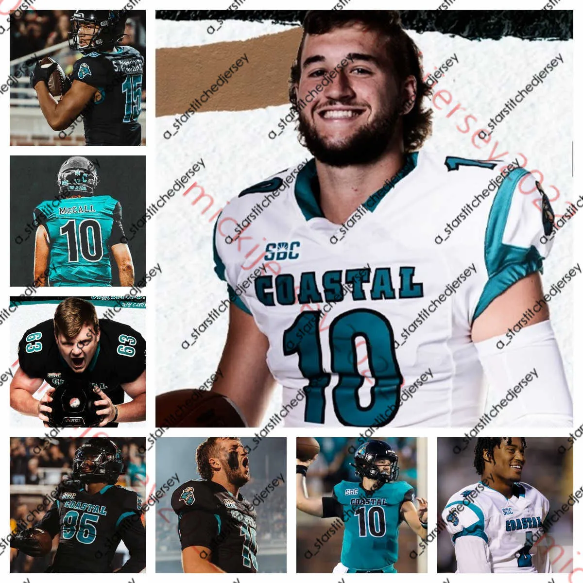 American College Football Wear Coastal Carolina Chanticleers Football Stitched Custom Mens 13 Joshua Madison Thomas Johnson Donavan Manson Logan Mauldin Grayson