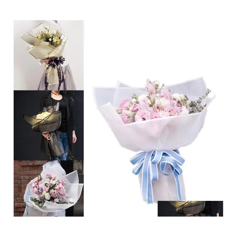 Decorative Flowers Wreaths 20Pcs Flower Packaging Paper Frosted Florist Handmade Material Wrap Gift Decoration Drop Delivery Home Otrcq