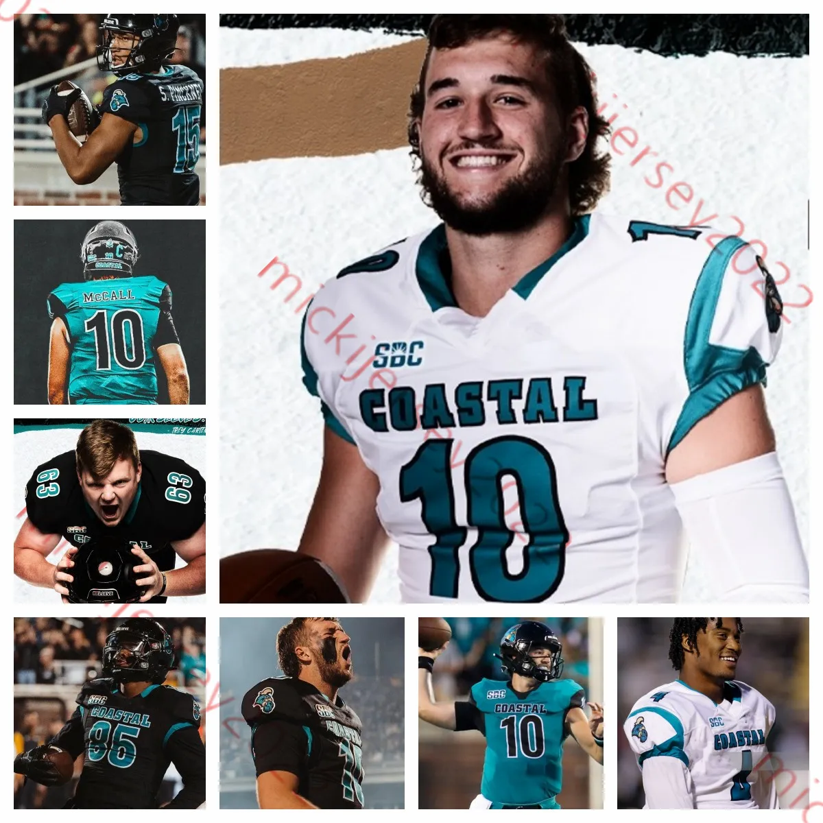 Coastal Carolina Chanticleers Football Stitched Custom Mens 13 Joshua Madison Thomas Johnson Donavan Manson Logan Mauldin Grayson McCall Will McDonald 저지