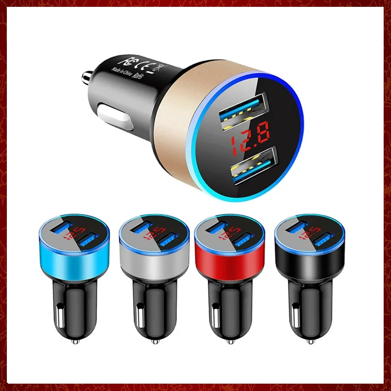 Adaptador de cargador de coche USB Dual CC395, voltímetro LED para encendedor de cigarrillos de coche para todo tipo de cargador de teléfono móvil, carga rápida inteligente Dual USB