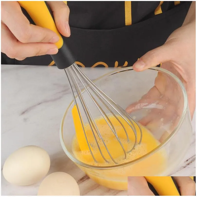 Matlagningsredskap Ny Sile Manual Egg Beater Rostfritt st￥l Mixer Milk Frother Cake Whisk Bakning Tool Drop Delivery Home Garden Kitc Dhcjj