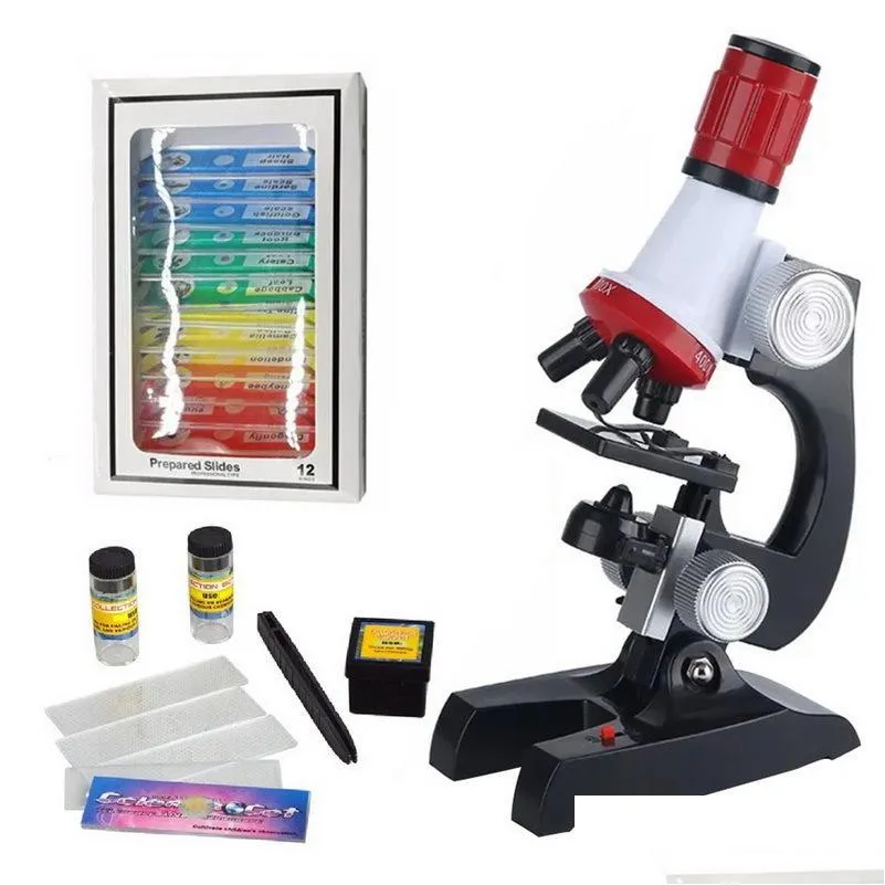 Refined Biological New Hubble Telescope Discovery Microscope Kit With LED Lights 100X400X1200X