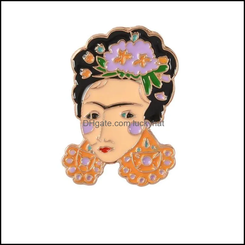 pins brooches painter mexican artist enamel pins for women metal decoration brooch bag button lapel pin men broach jewelry gift dhs