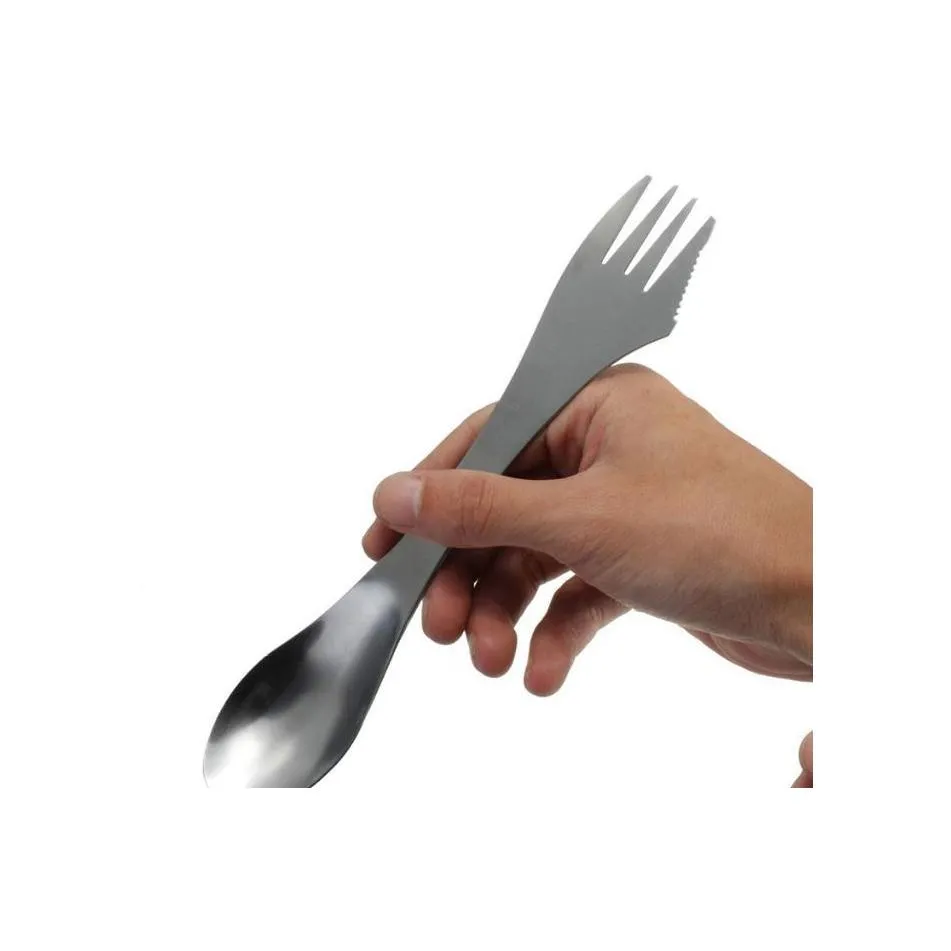 Spoons Fork Spoon Spork 3 In 1 Table Seary rostfritt st￥l Cutlery redskapskombination K￶k utomhus Picknickskopa/kniv/gaffelupps￤ttning SN1771 DR DHCZC
