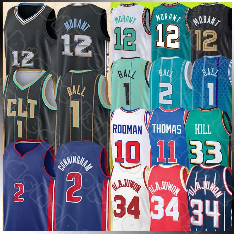 12 Ja Morant LaMelo Ball Basketball Jerseys Cade Cunningham Retro Grant Hill Dennis Rodman Isiah Thomas 1 2 13 33 Jaren Jackson Jr 10 11 Men 2022-2023 City Shirt