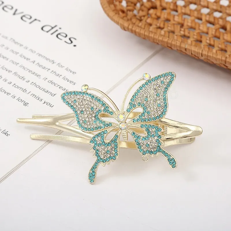 Women Hair Claw Rhinestone Butterfly Duckbil Barrettes Accessori capelli Accessori la testa retrò Testa a coda di cavallo Tespaggio