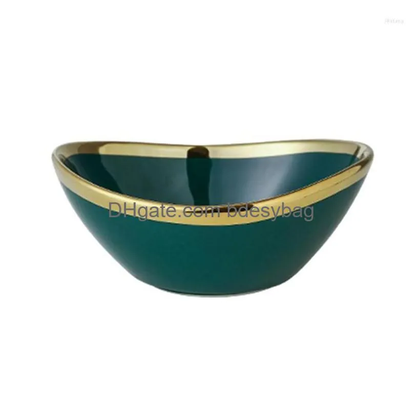 bowls nordic light luxury ceramic creative salad bowl home fruit plate snack dried ingot