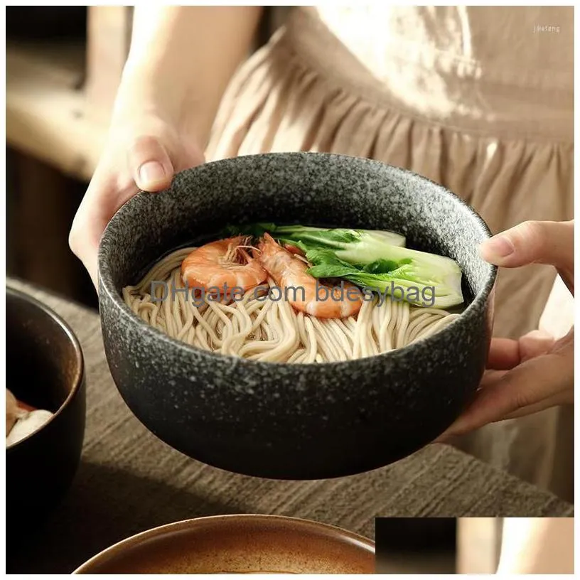 Bowls Japanese Instant Noodle Bowl Ceramic Ramen Millet Porridge Beef Soup Large Tableware Drop Delivery Home Garden Kitchen Dining Dh8O5