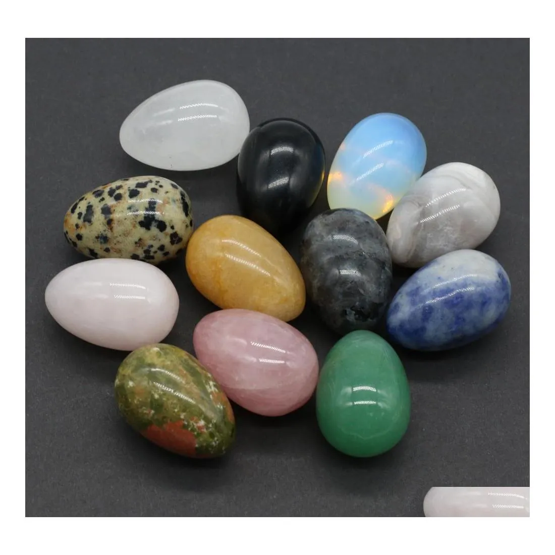 Stone Crystal 3cm Easter Egg Naturalny kwarc akwarium czarów duchowy kawaii dekoracje pokoju domowe akcesoria Drop dostarczenie dh1vx