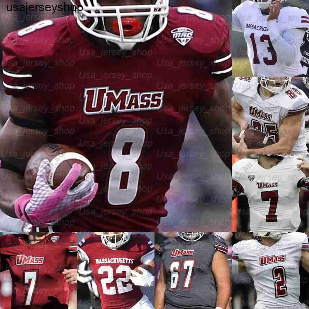 Custom Umass Massachusetts College Football Trikots Randall West Andrew Brito Victor Cruz Bilal Ally Zak Simo