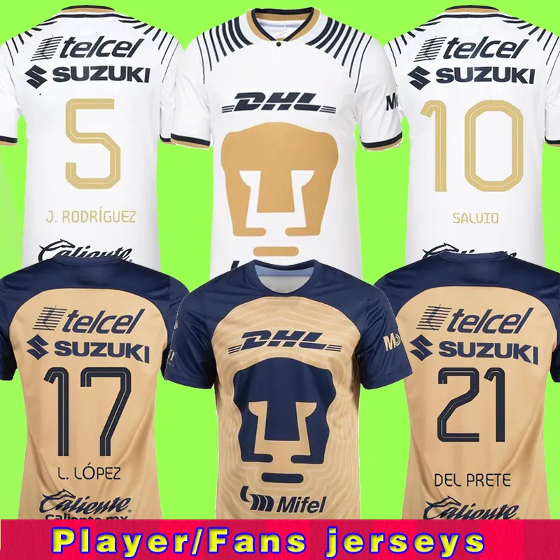 22 23 MEXICO CLUb UNAM Cougar Heren voetbalshirts J. RODRIGUEZ J. I. DINENNO SALVIO DEL PRETE A. ORTIZ Home Away 3rd voetbalshirts Uniformen