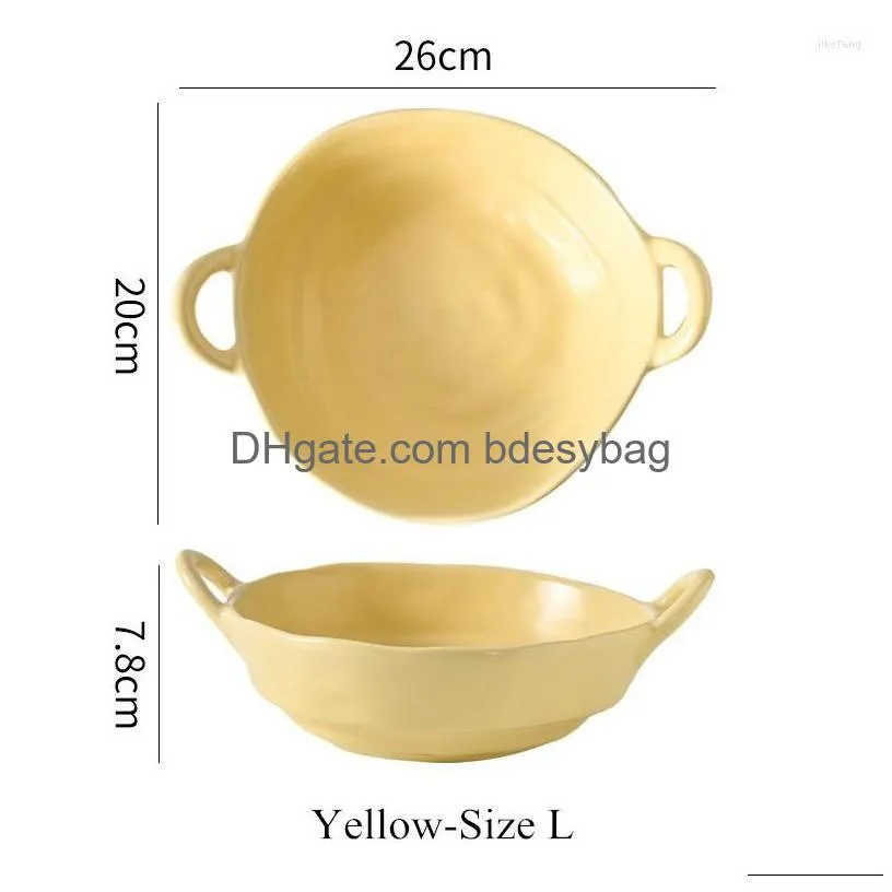 bowls matte two ear salad bowl irregular ceramic large serving plate simple tableware