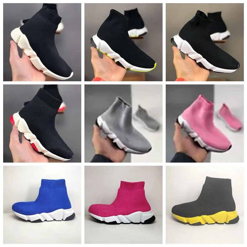 Småbarn pojkar flickor sock barn casual baby skor ungdomar utomhus sportskor paris designer stretch tyg ljus andas andas svart vit rosa gröna långsamma sneakers 24-35