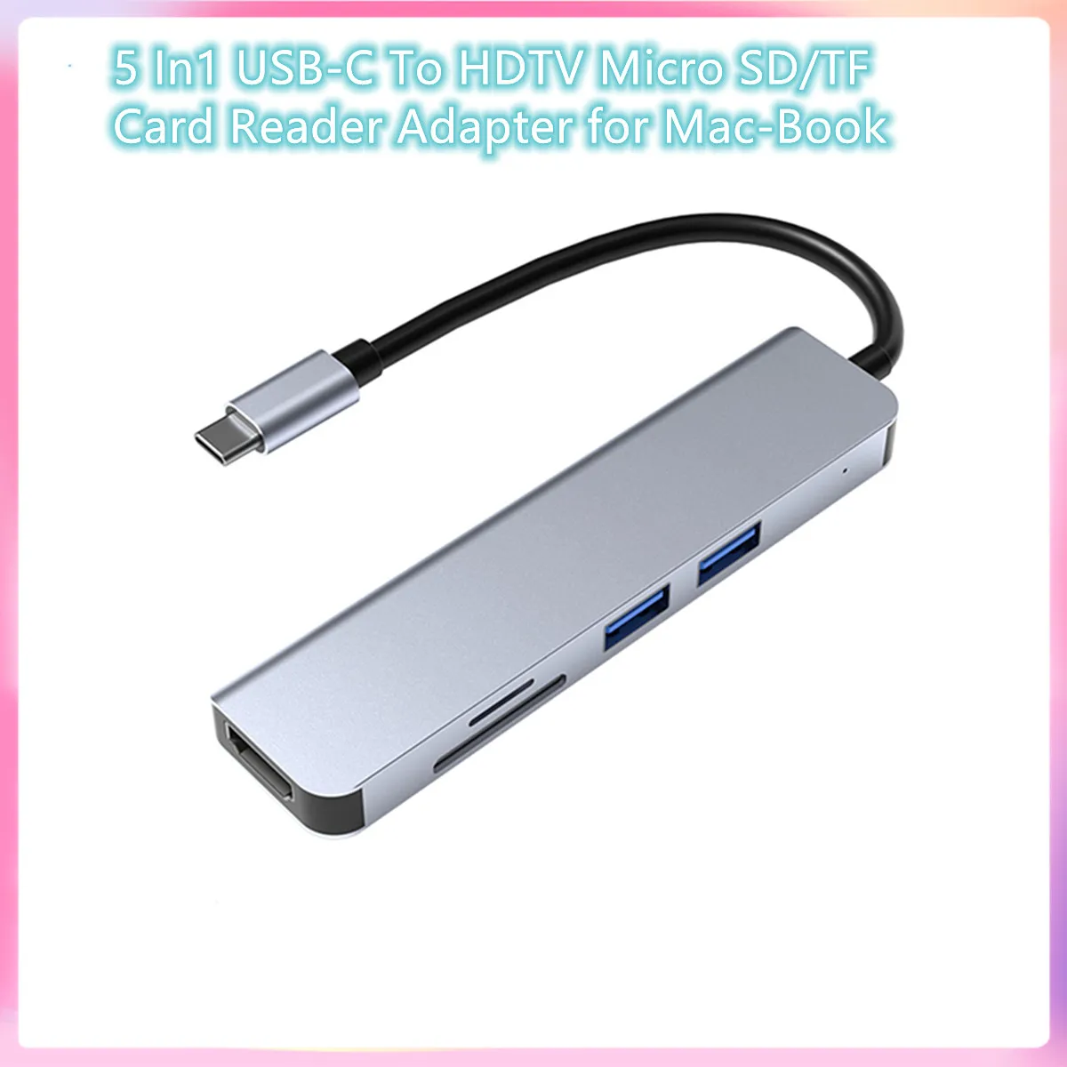 Consumir eletrônicos 5IN1Type C Docking Station USB C Port 3.0 Hub Adaptador de cartão SD TF Ultra Slim Cabo de dados portátil