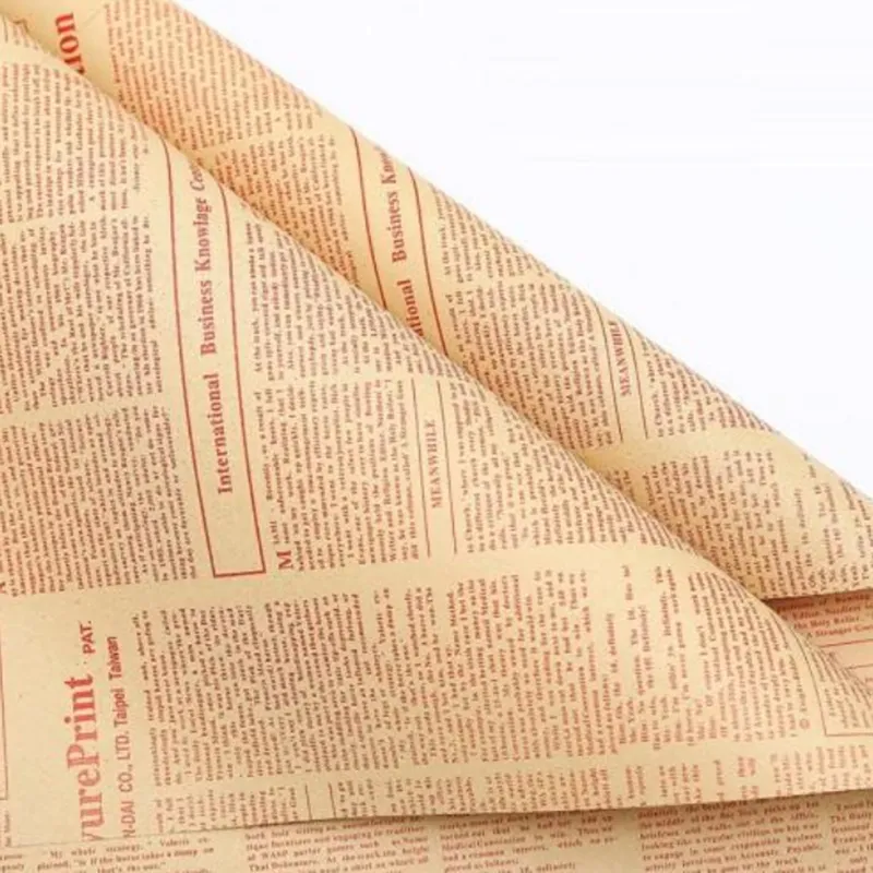 Kraft Paper Gift Wrap English Wrapping Paper Flowers Newspapers Retro