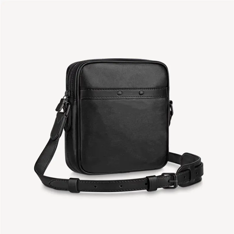 Dunube Slim Messenger Bag Black Tłoczone skórzane mężczyźni Casual Outdoor Sports Crossbody Małe torby na telefon komórkowy M44972311O