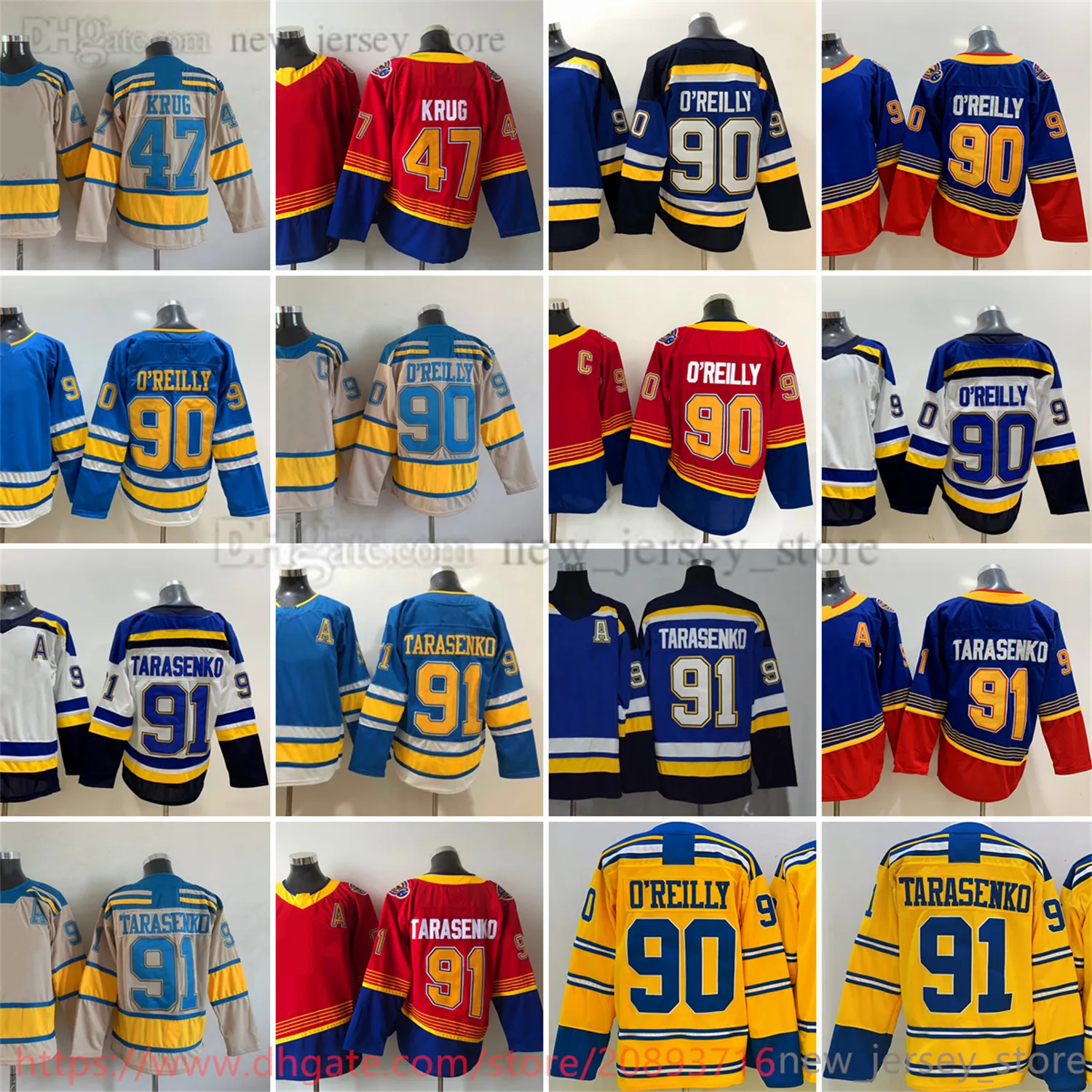 Movie College Hockey sur glace porte des maillots cousus 90RyanO'Reilly 91VladimirTarasenko 47ToreyKrug Hommes Jeunes femmes Maillot vierge