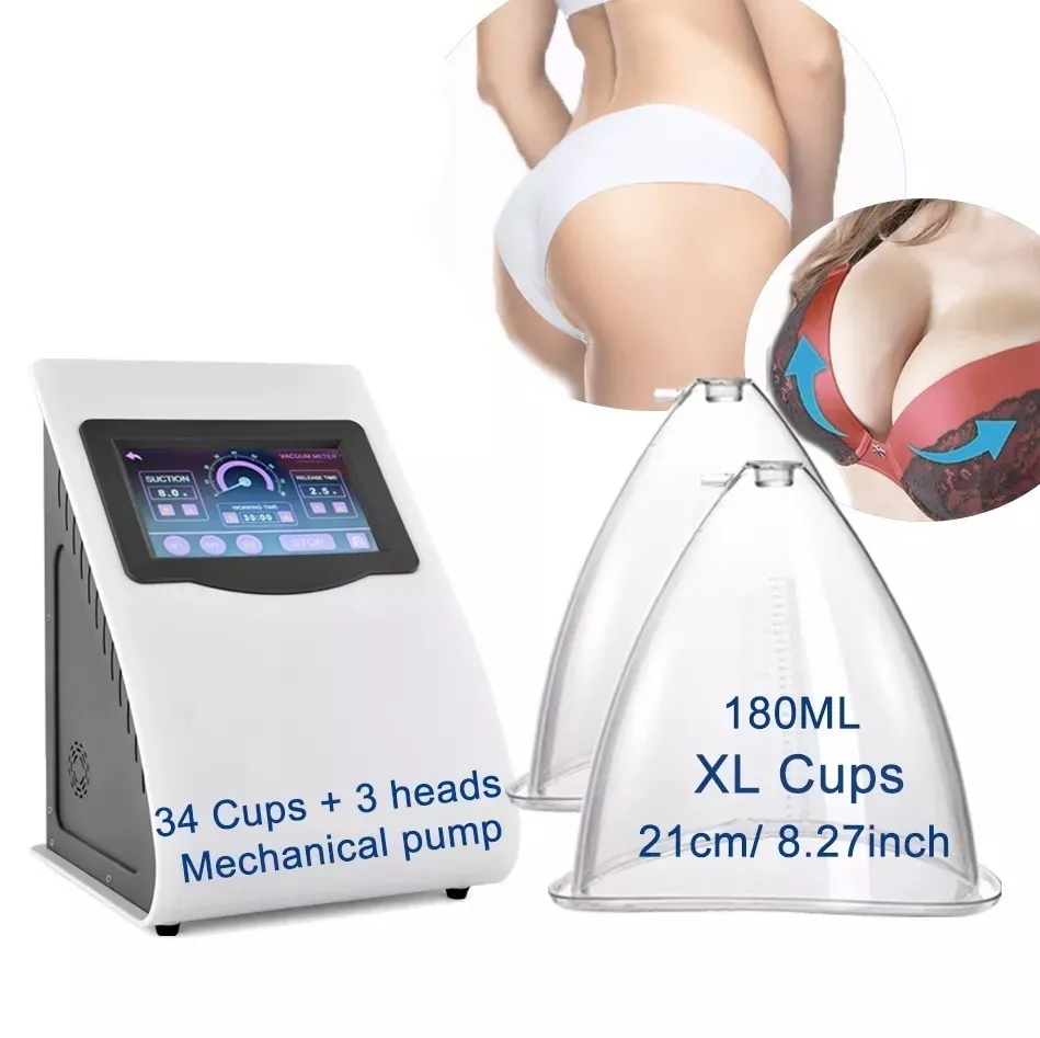 Bärbar Slim Equipment 21cm koppar Vakuummassageterapi Maskin Förstoring Pump Lyftande bröstförstärkare Massager Cup och kroppsformande skönhetsenhet