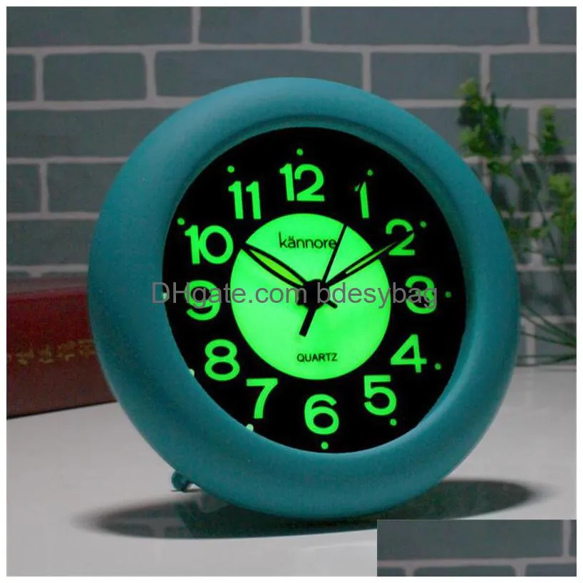 Orologi da tavolo da scrivania Luminoso Muto Orologio semplice moda Camera da letto Soggiorno Appeso a parete Decorazione domestica Desktop da ufficio Rotondo Drop De Dhur5