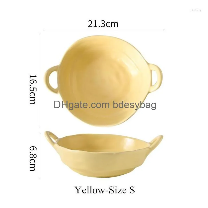 bowls matte two ear salad bowl irregular ceramic large serving plate simple tableware