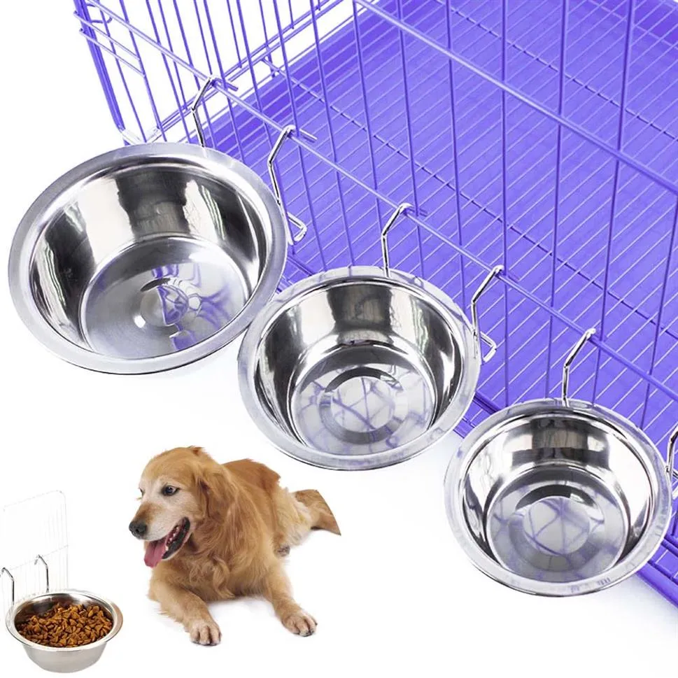 Pet Dog Cat Bowl Stains Steel Fething Hanging Food Food Bowls Bout Coup Cuop Cup Breading for Puppy Bird Rabbit Kitten191r