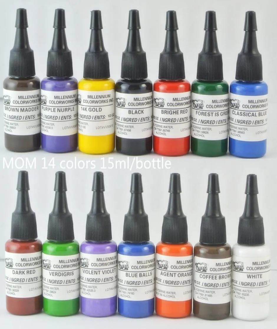 Complete set of Top 14 Colors 12 oz Tattoo Ink Pigment Tattoo Colors Kits9917494