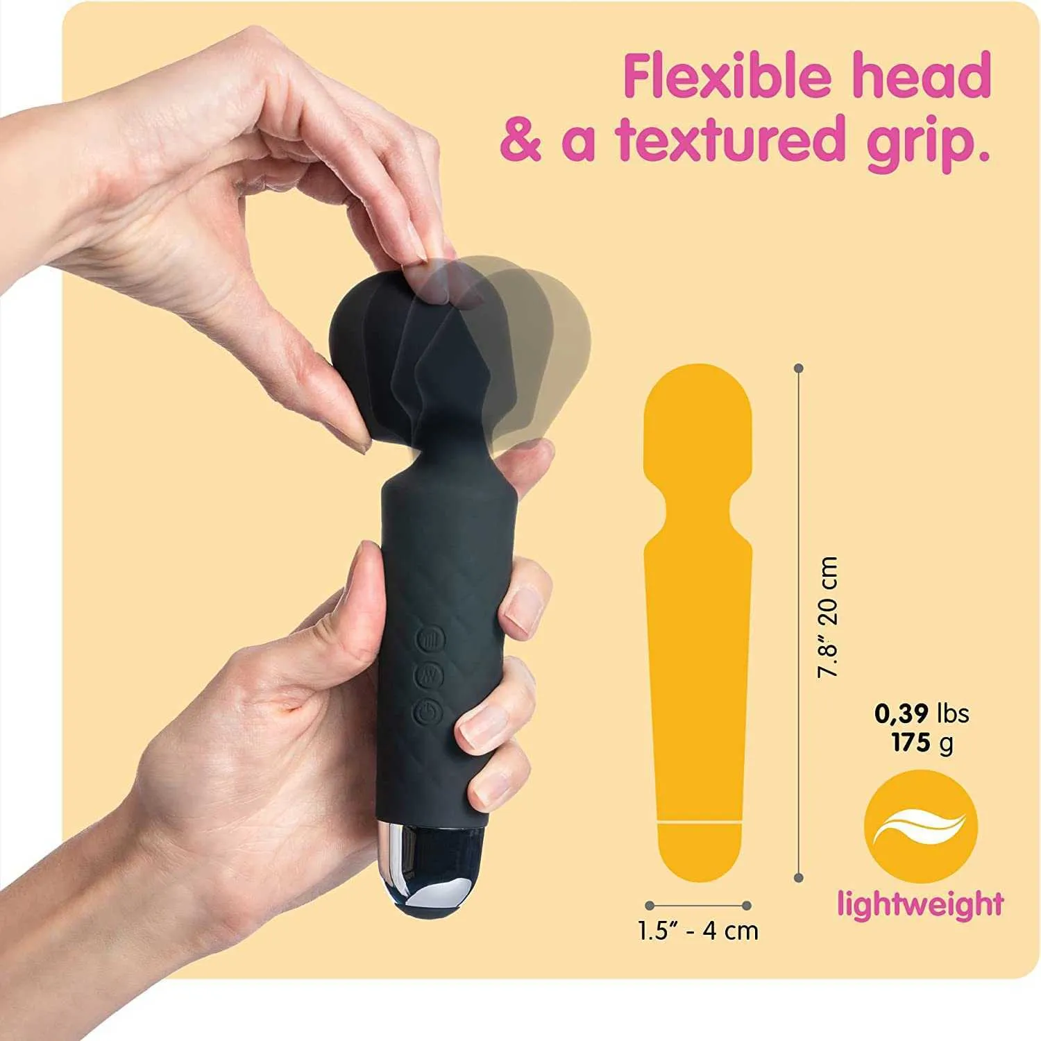 Masturbator Sex Toy Oliver James Personal Body Massager - Quiet Waterproof Powerful Wireless Rechargeable Travel 20 Vibration Patterns 8 Speeds WIW6