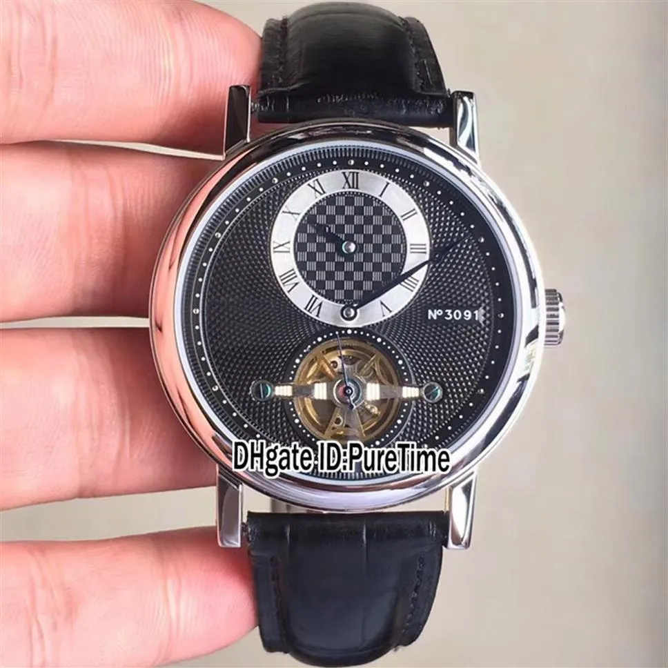 Nuove Complicazioni Grandes 307BA 12 9V6 Cassa in acciaio quadrante nero Tourbillon Orologio automatico da uomo 5 stili Orologi sportivi Alta qualità240C