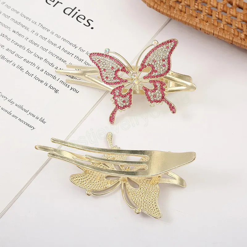 Women Hair Claw Rhinestone Butterfly Duckbil Barrettes Accessori capelli Accessori la testa retrò Testa a coda di cavallo Tespaggio