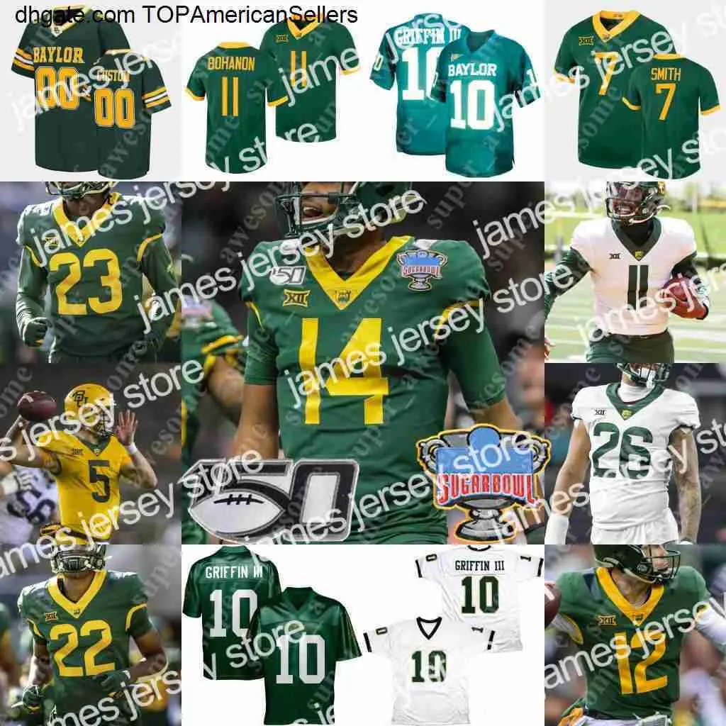 Camiseta de fútbol NCAA Baylor 10 Robert Griffin III Gerry Bohanon Abram Smith Tyquan Thornton Ben Sims Trestan