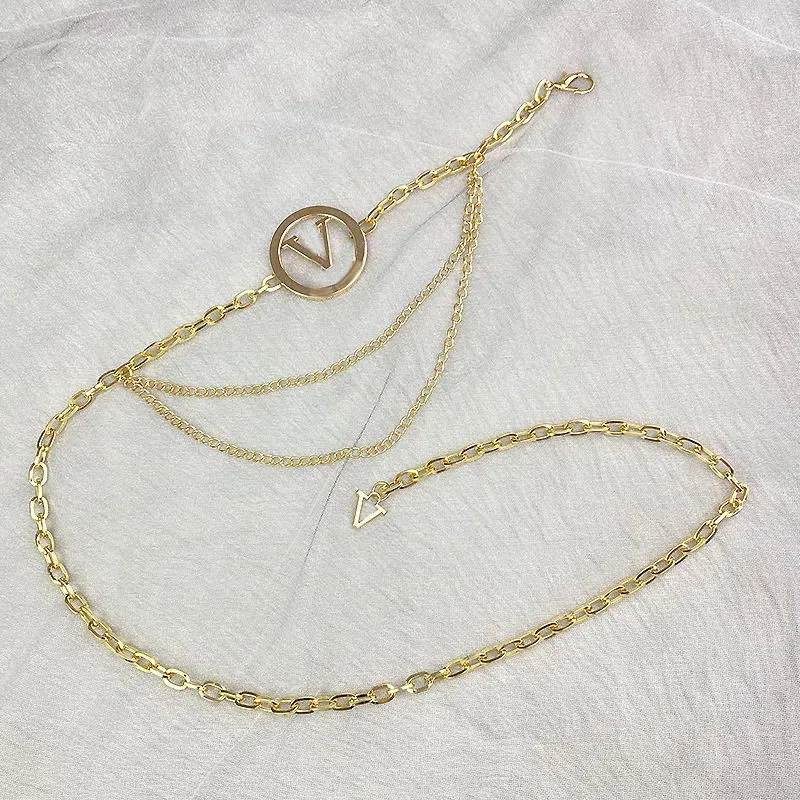 Lux brand Gold Chain Belt Women Belt Luxury Brand Gold Chain Belt Elastic Silver Metal  main image 4
