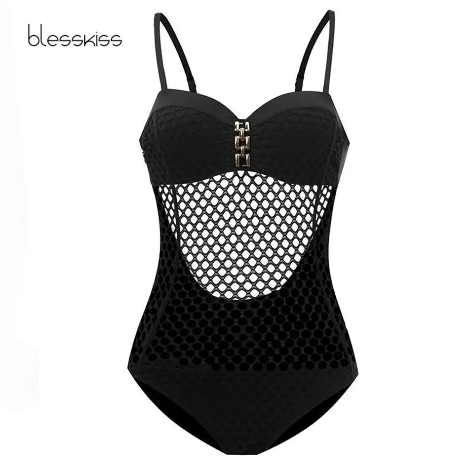 Sexy One Piece Swimsuit Push Up Swimwear Women 2021 Mesh Sheer Monokini